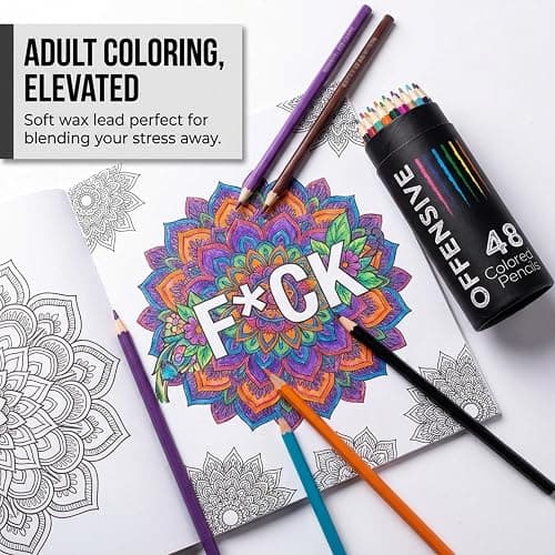 MilkToast Brands 48 Funny & Offensive Colored Pencils for Adults – Pre-Sharpened Gag Gift Set for Adult Coloring Books, Cussing, Pranks, and Creative Stress Relief thumbnail 5