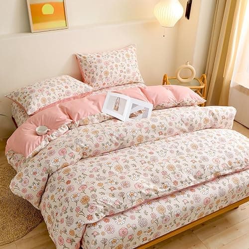 VOGIAY Housse de Couette 140x200 Motif de Bouquets de Fleurs Rose Parure de Lit Botanique Fermeture Éclair - Linge de Lit 1 Personne Adulte avec Taie d'oreiller 65x65 cm thumbnail 2