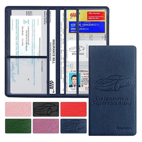 Valardoh Premium Car Registration and Insurance Card Holder, Car Document Holder for Cards, Driver License & other Essential Documents (Deep Blue) - Image 1