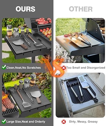 Silicone Griddle Tools Mat for Blackstone - Large Silicone Spatula Mat with Drip Pad - Griddle Mats BBQ Grill Accessories - Side Shelf Mats Grill Pad for Blackstone Griddles Accessories (Gray) thumbnail 6