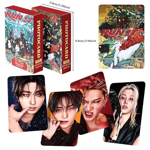 PYAJUU Stray Kids RUN IT Album Photocards 127 PCS KPOP Straykids THIS AND THAT Photo Card Set SKZ Merch Boys and Girls Greeting Card Set 55 PCS Photocard and 72 PCS Stickers thumbnail 6