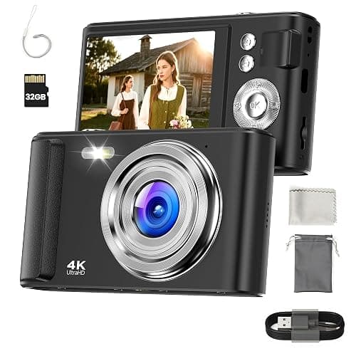 Macchina Fotografica Digitale 4K 48MP: Compatta con 16X Zoom - Fotocamera Vlog 1080P con Scheda 32GB Bambini e Bambine & Studenti & Principianti - Nero Camera - Image 1