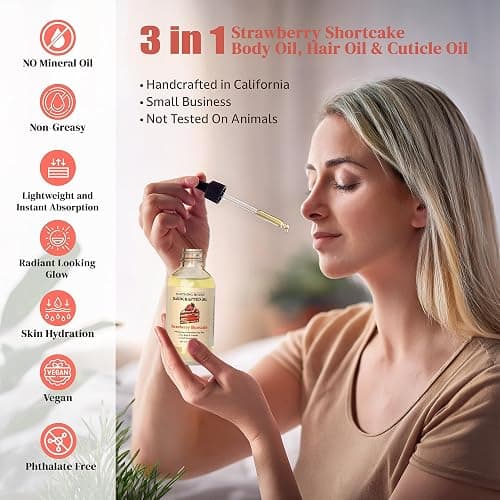 Soothing House Strawberry Shortcake Body Oil: Moisturizing Body Oil for Soft, Glowing Skin with Almond & Jojoba Oil (4 fl oz) thumbnail 4