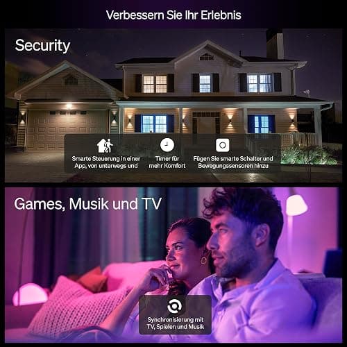 Philips Hue Essential Smart LED A60 Glühbirne,white and color, E27-Fassung, 8 W, 2200 K–6500 K, 806 lm, dimmbar, kompatibel mit Alexa, Google Assistant und Apple Home, 4er-Pack thumbnail 8