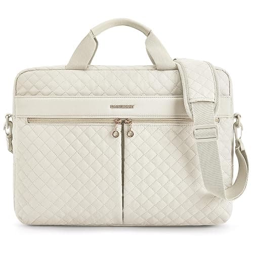 BAGSMART 17.3/15.6 Inch Laptop Bag, Briefcase for Women Computer Messenger Bag Office Travel Business, Beige - Image 1