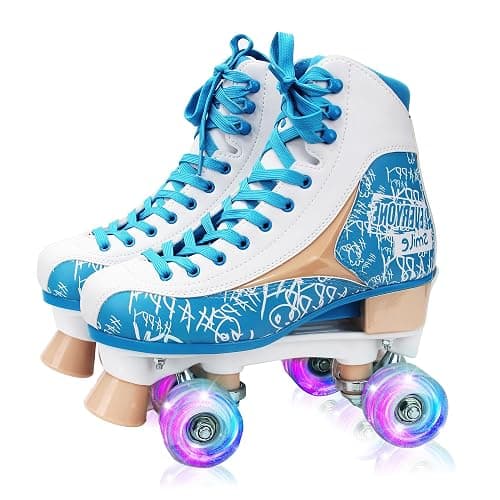 LKD Adjustable Roller Skates for Kids & Teens (Ages 6-18) – Comfortable Quad Skates with Half-Size Dial, Plush Velvet Lining, Anti-Blister Design – Trendy Two-Tone Colors - Image 1