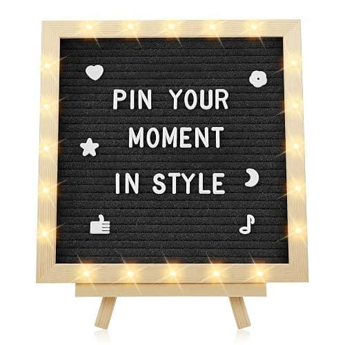10×10" Light up Felt Letter Board, Custom Message, First Day of School Sign | Aulock, with Changeable Letters & Tripod, Will You Be My Girlfriend Sign, Baby Announcement Sign, Classroom Decor, Black - Image 1
