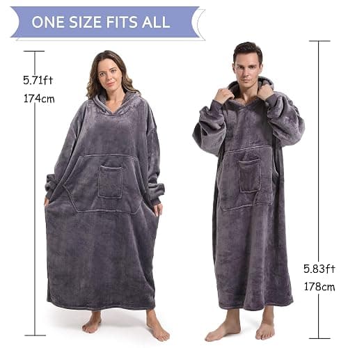 FUSSEDA Oversized Wearable Blanket Sweatshirt, Thick Warm Fleece Cozy Sherpa Hooded with Pockets and Sleeves Gift for Adult thumbnail 4