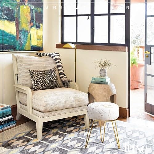 LUE BONA Vanity Stool, Gold Vanity Stools for Makeup Room, Round Ottoman Foot Stool, Velvet Footrest Vanity Chair for Bathroom Vanity, Bedroom, Living Room, Entryway, Offices thumbnail 7