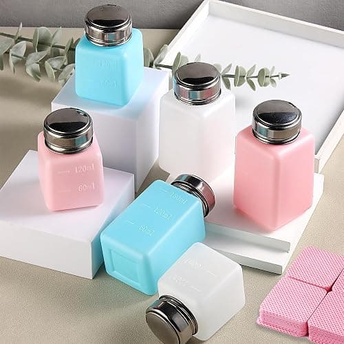FSpronail Pump Dispenser 180ml Metal Push Down 200Pcs Lint Free Nail Wipes Alcohol Eye Makeup Remover Empty Bottle for Nail Polish Remover thumbnail 6