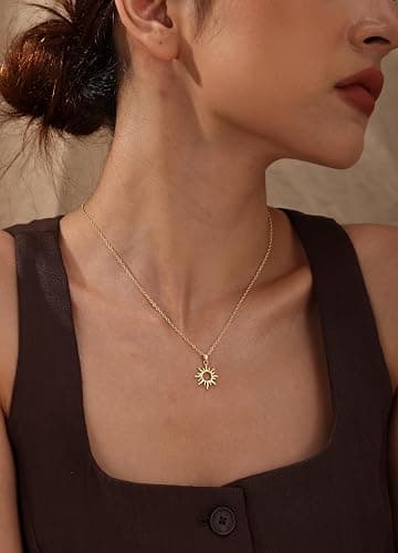CHESKY Layered Necklaces for Women Trendy, Dainty 14k Gold Plated Pendant Necklace Layering Necklace for Women Non Tarnish Hypoallergenic Sun Gold Necklace Stack Gold Jewelry for Women Gifts thumbnail 3