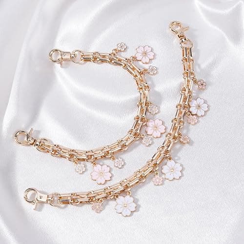 LuneClat Pearl Chain for Bag Charm - 2Pcs Cherry Bow Handle Straps Metal Replacement Chains for Handbags Purses Shoulder Bags thumbnail 2