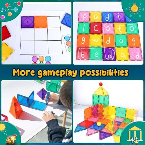 Soyee Magnetic Tiles Toddler Toys Magnetic Building Blocks for Kids Ages 3-12 STEM Educational Toys for Girls & Boys Sensory Play for Preschool Learning Birthday Toddler Xmas Gifts thumbnail 5