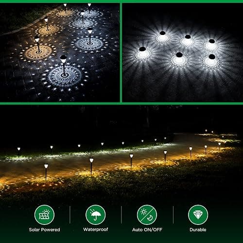 URAGO Super Bright Solar Lights Outdoor Waterproof-10 Pack, Dusk to Dawn Up to 12 Hrs Solar Powered Outdoor Pathway Garden Lights Auto On/Off, LED Landscape Lighting Decorative for Walkway Patio Yard thumbnail 3