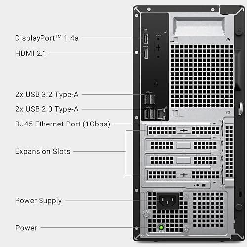 Dell Tower Desktop ECT1250 - Intel Core Ultra 7-265 Processor, Intel UHD Graphics, 16GB DDR5 5600MT/s Memory, 1TB M.2 SSD, 3.0 SD Card Reader, Wired Keyboard and Mouse, Basic Onsite Service thumbnail 9