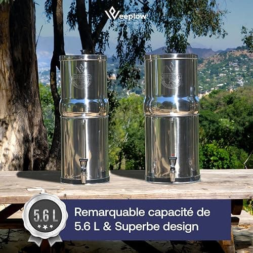 Weeplow® Venus ECO - Système de Filtration d'Eau par Gravité 5.6L Litres AISI 304 avec 2 Eléments de Purification O'Pure 2 Et Robinet 100% Inox (Inox, 5.6L ECO) thumbnail 7