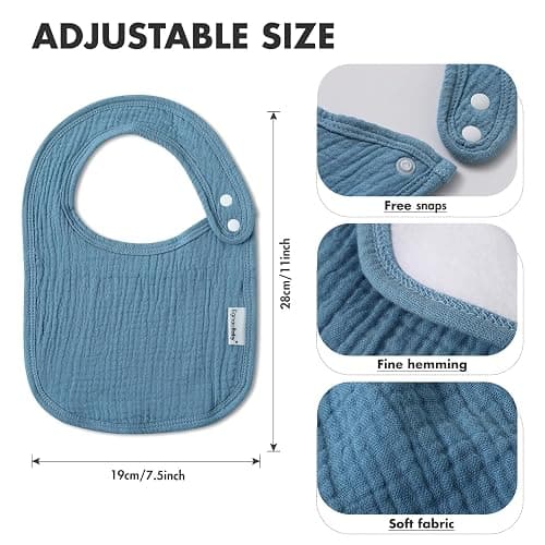 Muslin Bibs for Baby Boys Girls,Organic Muslin Baby Bib for Drooling and Teething,Soft Bandana Drool Bibs 5 Pack thumbnail 3
