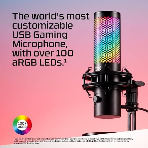 HyperX QuadCast 2 S – USB Microphone, with RGB Lighting, Streaming and Podcasting, with On-Board Controls, LED Lighting, Removable Shock Mount, PC, Mac, USB-C - Black thumbnail 5