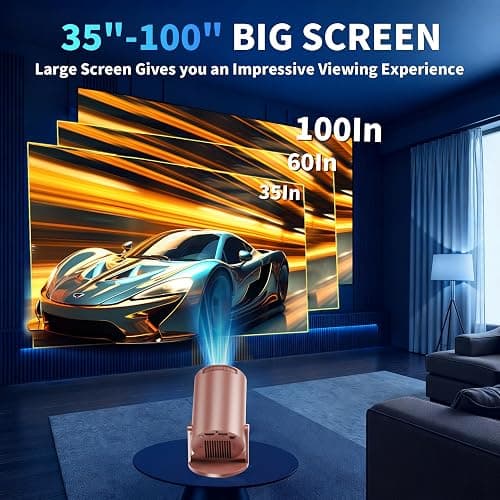 [Built-in Apps & 2025 Upgraded] Mini Projector Support 4K 1080P Auto Keystone 270° Rotatable with WiFi 6 and Bluetooth 5.4, Projector Portable Compatibile with HDMI/TV Stick/Memory Stick/Laptop-Gold thumbnail 9