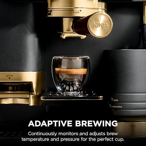 Ninja Luxe™ Café Pro designed by David Beckham, Espresso Machine, Drip Coffee, Cold Brew, Hot Water, Integrated Tamper, Built-in Grinder, Hands-Free Frother for Lattes & More, Black/Gold, ES771BK thumbnail 8