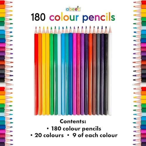 abeec 180 Colouring Pencils | Bulk Coloured Pencil Set | Classroom & School Supplies | Art Pencils for Kids & Adults | Hexagonal Barrel | Pre-Sharpened Drawing & Sketching Pencils thumbnail 3