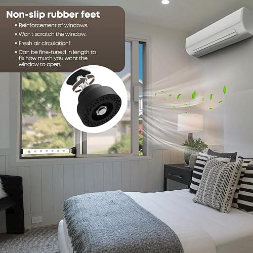 WooFog（Short）Window Security Bar Adjustable, Window Bars Security Inside, Window Lock Bar for Horizontal Sliding Windows, Window Locks for Up and Down Windows, Extends Form 11" to 18" (White-4 Pcs) thumbnail 5