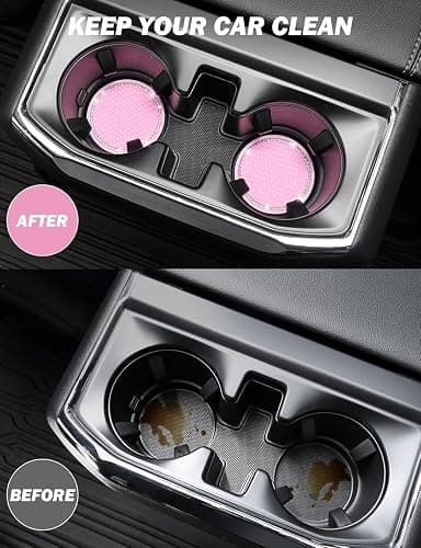 JOYTUTUS Cup Holder Coasters for Car, 2 Pack Universal Anti-Slip Car Coasters with Crystal Rhinestone, 2.75 inch/6.98 cm PVC Cup Holder Insert Coaster, Pink Car Accessories (Pink with Diamond) - Pink - 1Pack thumbnail 4