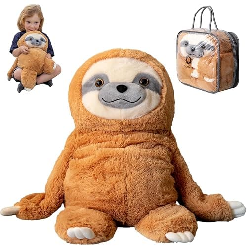 Weighted Stuffed Animal for Anxiety | Calming & Comforting 5 Lbs | Weighted Plush Animal Sloth | Anxiety Stuffed Animals for Adults & Kids | Carrying Bag Included | Machine Washable Weighted Plushie - Image 1