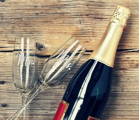Sweetzer & Orange Bride and Groom Champagne Glasses (8 oz) Engraved Mr and Mrs Glasses for Wedding Glasses and Toasting Flutes, Bridal Shower Gifts, Engagement Gift. Boxed Mr and Mrs Gifts thumbnail 6