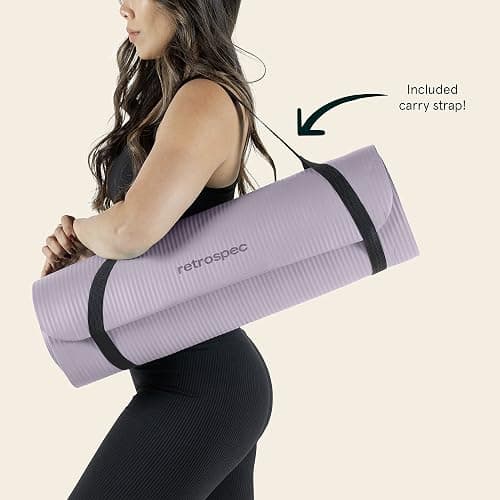 Retrospec Solana Yoga Mat 1" Thick w/Nylon Strap for Men & Women - Non Slip Exercise Mat for Home Yoga, Pilates, Stretching, Floor & Fitness Workouts thumbnail 7