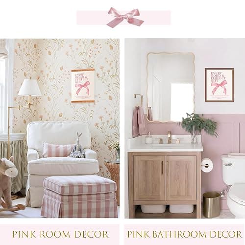 LARTSFRO Coquette Pink Bow Christian Wall Art Decor Posters, Pink Bow Christian Bathroom Room Bedroom Dorm Wall Art Decor Aesthetic for College Teen Girls Gifts,Inspirational Bible Verses Bow Wall Decor, 10x8 Inch Set of 4 Bow Pictures(UNFRAMED) thumbnail 6