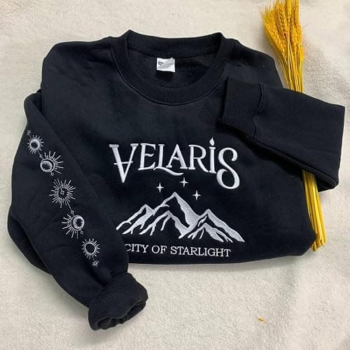 Embroidered Velaris Shirt, Velaris City Of Starlight Embroidered Sweatshirt, The Night Court, SJM sweater, City Of Starlight, ACOTAR Shirt Grey thumbnail 3