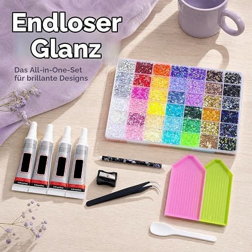 33600Pcs Bedazzling Kit Strasssteine für Nägel, 42Farben 3mm Glitzersteine Bedazzler Kit mit Pinzette & Wachsstift,Flatback Jelly Rhinestones für Nail Art DIY Basteln Nägel Textilien Diamond Painting thumbnail 8