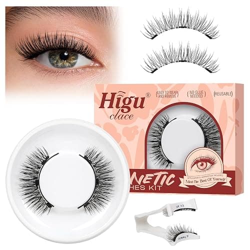 Higu clace Magnetic Eyelashes 1 Pair Reusable Magnetic Lashes With applicator, Magnetic Eyelashes Natural Look, No Glue Needed(XTY-A) - Image 1