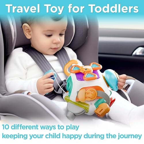 iPlay, iLearn 10 in 1 Baby Busy Board Cube, Montessori Sensory Toy Toddler 1-3, Infant Carseat Plane Travel, Kid Education Learning Activity, Birthday Gift 6 9 10 12 18 Month 1 2 Year Old Boy Girl thumbnail 7