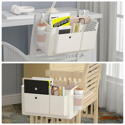 Edudif Bedside Caddy Bedside Organizer with Fixed Straps & Water Bottle Holder, Bunk Bed Caddy ideal for Home, Dorm, Hospital, Crib, Versatile Bedside Storage Solution thumbnail 8