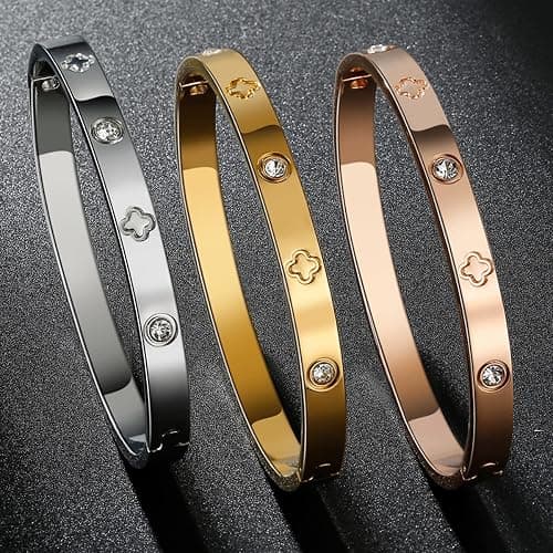 RIMRIVA 18K Gold-plated Bracelets for Women Friendship Love Bangle Bracelets Stainless Steel Bracelet Jewelry Birthday Gifts for Women Stocking Stuffers thumbnail 6