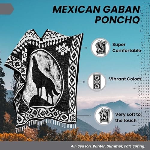 Artisans Bazaar Mexican Poncho Sarape Aztec Men Hombre Mexico Gabanes Mexicanos Western Cowboy Costume Adulto Jorongos thumbnail 3