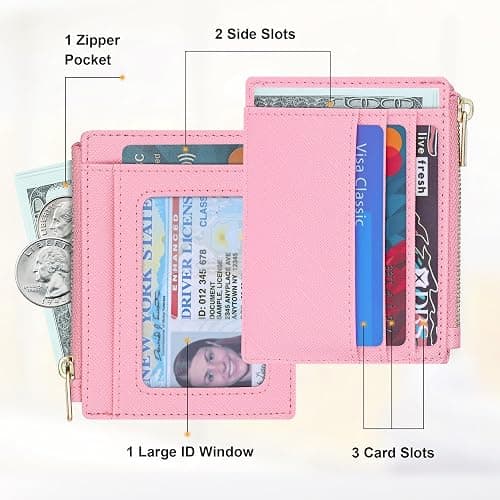 Sodsay Card Case Slim Front Pocket Wallet for Women Credit Card Holder with Keychain thumbnail 2