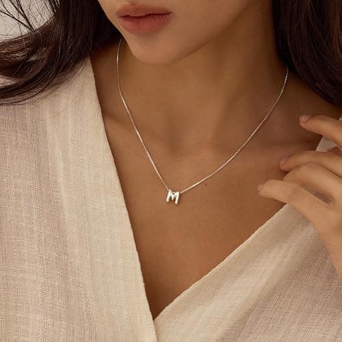 14K Gold Plated Bubble Letter Necklace, Tarnish Free and Waterproof Dainty Initial Necklace for Women, Trendy Personalized Gold Jewelry Gift for Her thumbnail 2