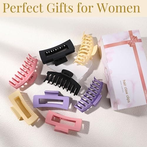 LuSeren 8 Pack Colorful Hair Clips for Women 4.3 Inch Large Hair Claw Clips for Women Thin Thick Curly Hair, Big Banana Clips,Strong Hold jaw clips thumbnail 6
