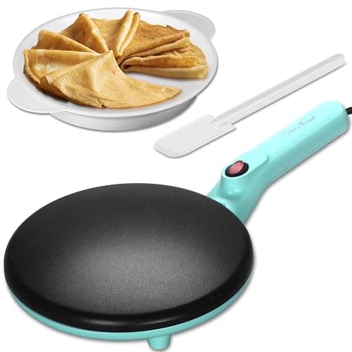 Baker's Friend Instant Crepe Maker with Handle, Electric Crepe Maker Machine, Crepera Electrica, 8 Inch Non-stick Cooking Surface, Aqua - Image 1