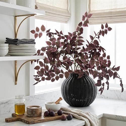Daynight 35″ Fall Artificial Eucalyptus Stems, 12Pcs Silk Faux Eucalyptus Leaves Branches, Autumn Harvest Greenery Stems for Thanksgiving Halloween Farmhouse Table Centerpiece DIY Decor (12, Burgundy) thumbnail 6