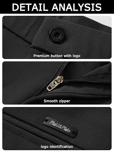 Plaid&Plain Men's 4-Way Flex Stretch Slim Fit Dress Pants thumbnail 6