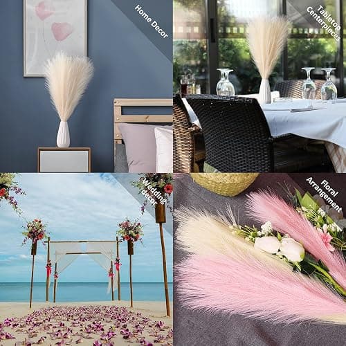 EVODIS Faux Pampas Grass, 18"/45cm Artificial Pampas Grass Fluffy 6 Stem pompous Grass Flower Arrangement and Vase Filler for Boho Home Wedding Decoration (Black) thumbnail 3