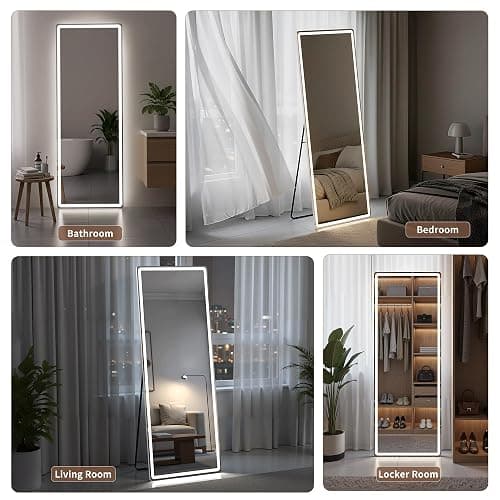 64"x21" Full Length Mirror with LED Lights, Mirrors with Dimming & 3 Color, Full Body Mirrors with Aluminum Alloy Thin Frame for Bedroom, Dressing Room thumbnail 7