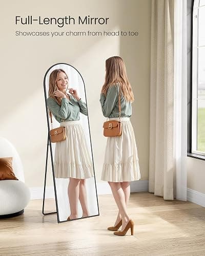 SONGMICS Full Length Mirror, 150 x 40 cm, Arched Full Body Mirror with Stand, Aluminium Alloy Frame, Tempered Glass, for Bedroom, Living Room, Cloakroom, Ink Black LFM035B01 thumbnail 4