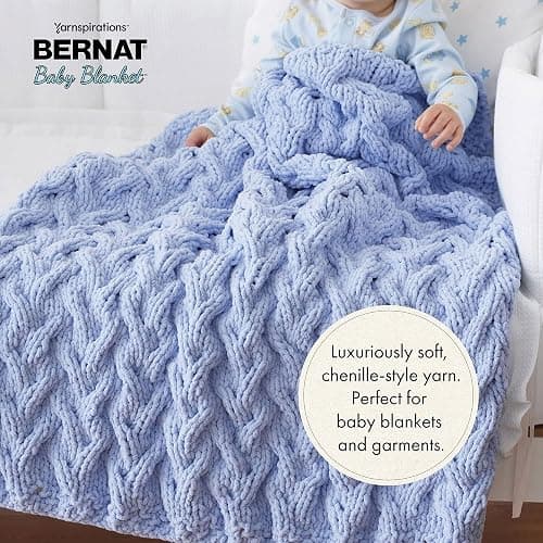 Bernat BABY BLANKET BB White Yarn - 1 Pack of 10.5oz/300g - Polyester - #6 Super Bulky - 220 Yards - Knitting/Crochet thumbnail 2
