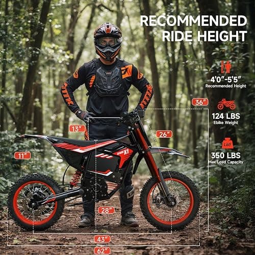 QRONGE X1 Spark Electric Dirt Bike, Electric-Bike with 60V 28.8Ah Battery, 4500 Peak Motor, 50MPH, Electric Motorcycle for Mountain Off-Road Adults Teens(M) thumbnail 6