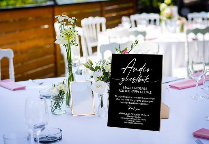 Audio Guest Book Sign, Minimalist Wooden Sign With Stand, Wedding Reception Signs, Party Supplies, Bridal Shower Centerpieces, Engagement Party Decorations, Sign Our Guest Book Signs For Wedding-4 thumbnail 2